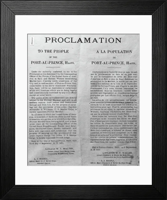 Framed Print : Proclamation of American Control in Haiti