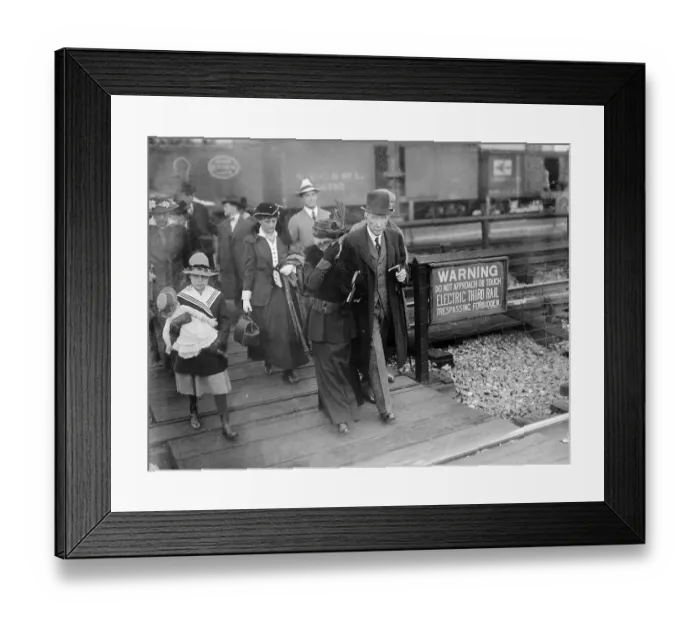 Framed Print : John D. Rockefeller and Lucy Spelman Posing by Train Framed Print : John D. Rockefeller and Lucy Spelman Posing by Train