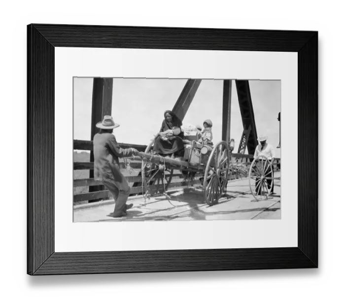 Framed Print : Mexican Family Crossing Bridge Framed Print : Mexican Family Crossing Bridge