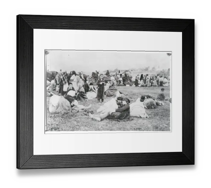 Framed Print : Refugees from Poland Camping on Roadside