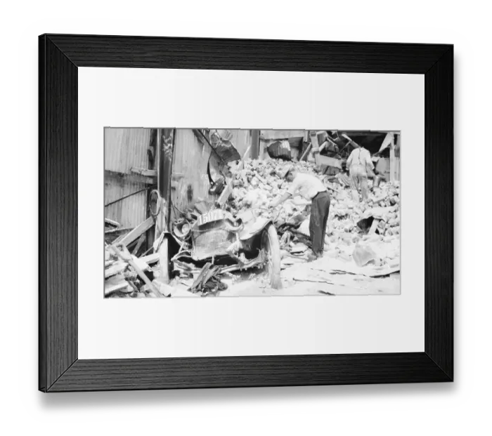 Framed Print : Car Buried Under Pile Of Bricks Framed Print : Car Buried Under Pile Of Bricks
