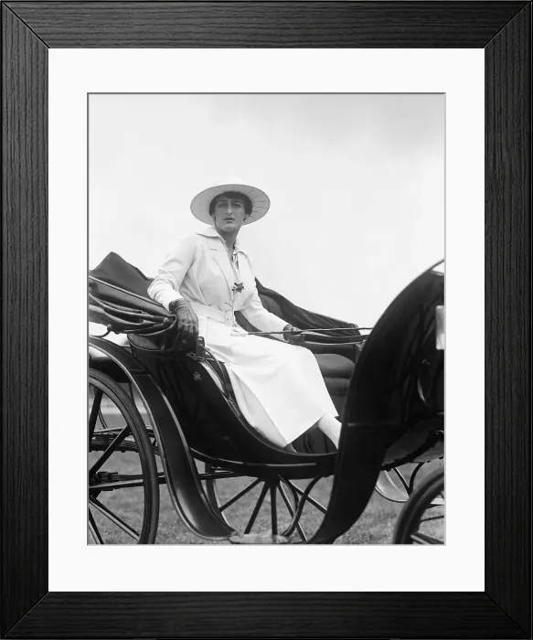 Framed Print : Society Woman In Cart Holding Reins Framed Print : Society Woman In Cart Holding Reins