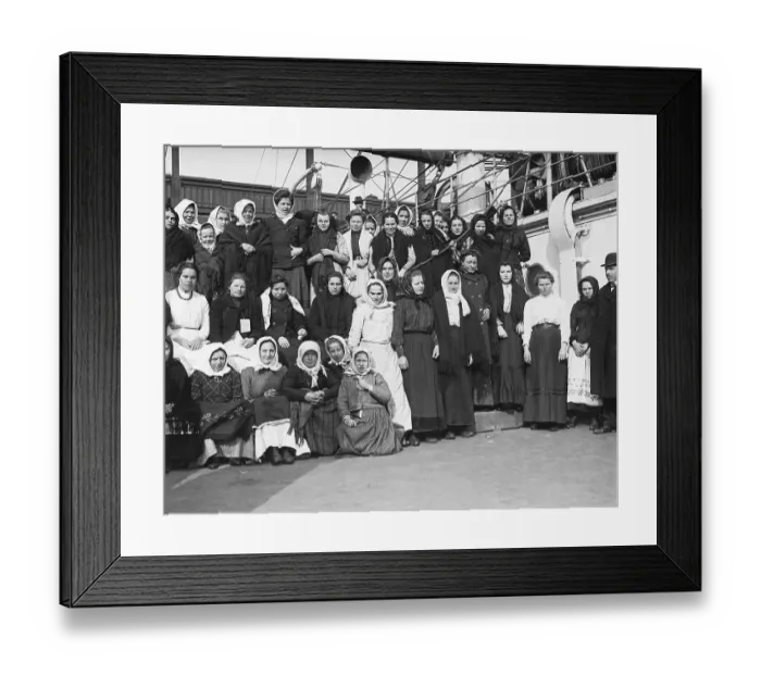Framed Print : Immigrants on Ship at Ellis Island