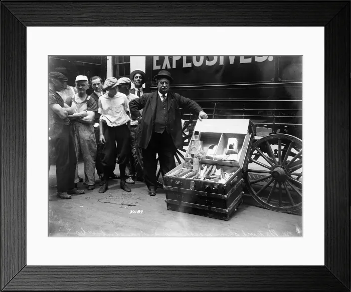 Framed Print : Official Posing by Suspect's Goods