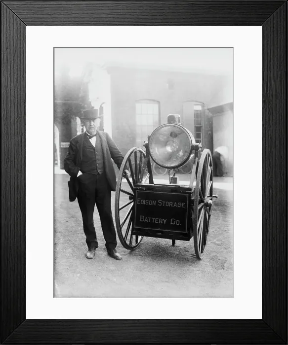 Framed Print : Thomas A. Edison with His Searchlight Framed Print : Thomas A. Edison with His Searchlight