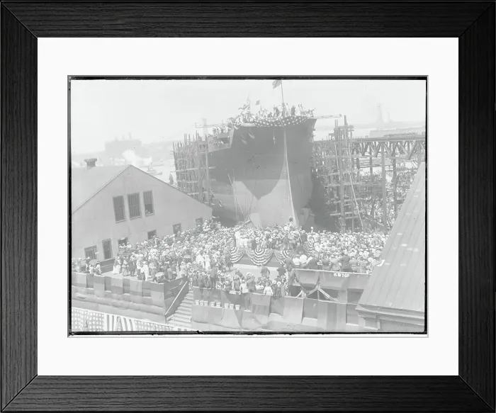 Framed Print : Large Ship During Christening