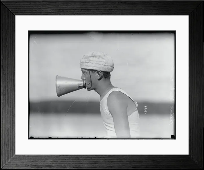 Framed Print : Man Using a Megaphone Framed Print : Man Using a Megaphone