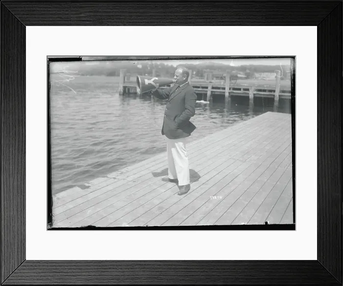Framed Print : Coach Nickalls Using Megaphone Framed Print : Coach Nickalls Using Megaphone