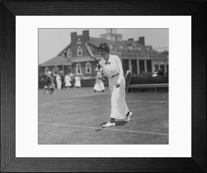 Framed Print : Woman Playing Tennis in 1915 Framed Print : Woman Playing Tennis in 1915