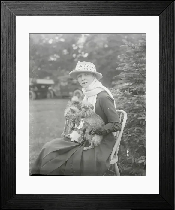 Framed Print : Woman Holding Three Dogs Framed Print : Woman Holding Three Dogs