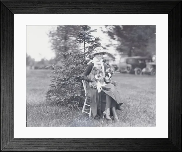 Framed Print : Woman Holding Three Dogs Framed Print : Woman Holding Three Dogs