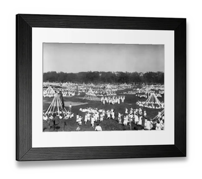 Framed Print : Children Dance Around Maypoles in Central Park Framed Print : Children Dance Around Maypoles in Central Park