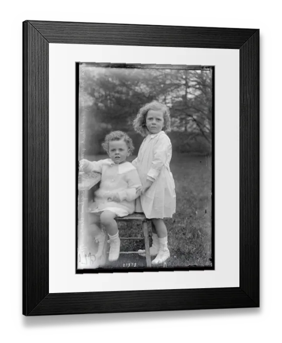 Framed Print : Boy and Girl Posing at Play Table Framed Print : Boy and Girl Posing at Play Table