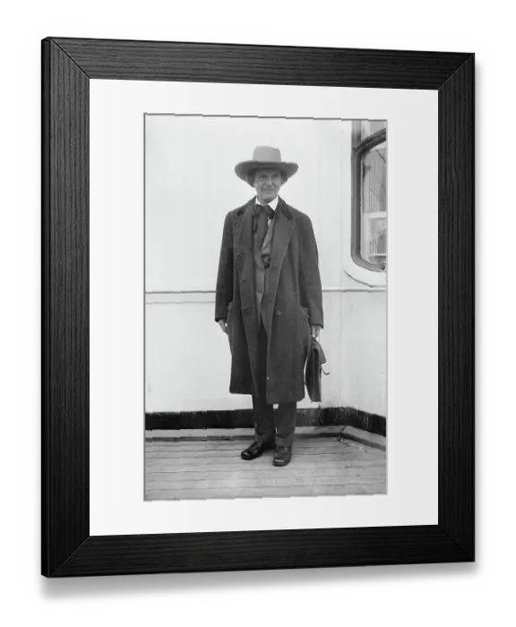 Framed Print : Elbert Hubbard Posing on Ship Deck Framed Print : Elbert Hubbard Posing on Ship Deck