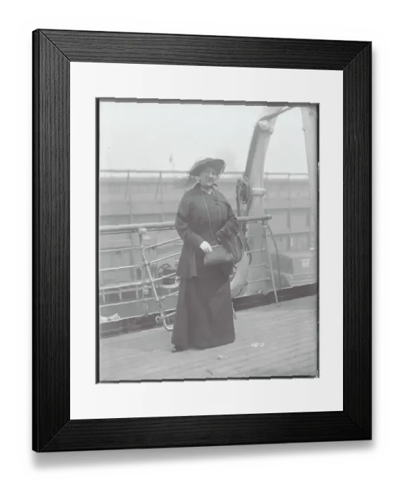 Framed Print : Fashionable Female Socialite Posing on Ship Deck Framed Print : Fashionable Female Socialite Posing on Ship Deck