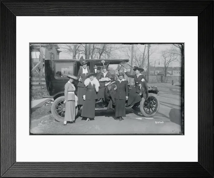 Framed Print : Women at Automobile Framed Print : Women at Automobile