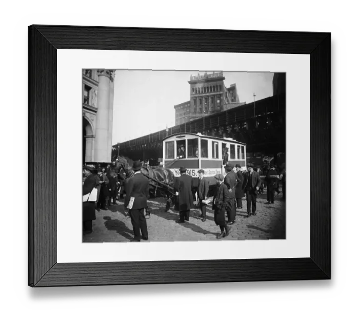 Framed Print : Citizens Surrounding Horsedriven Buggy Framed Print : Citizens Surrounding Horsedriven Buggy