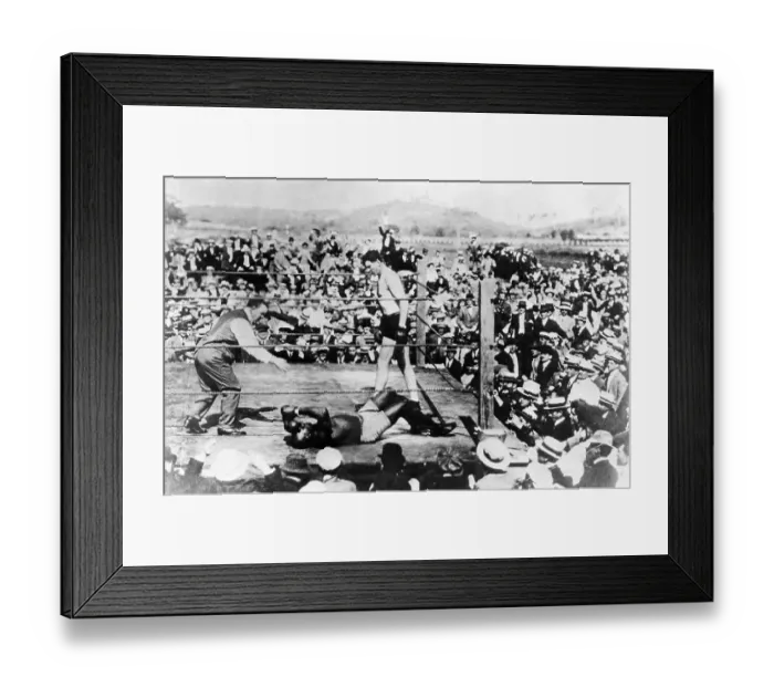 Framed Print : Jack Johnson Knocked Out by Jess Willard Framed Print : Jack Johnson Knocked Out by Jess Willard