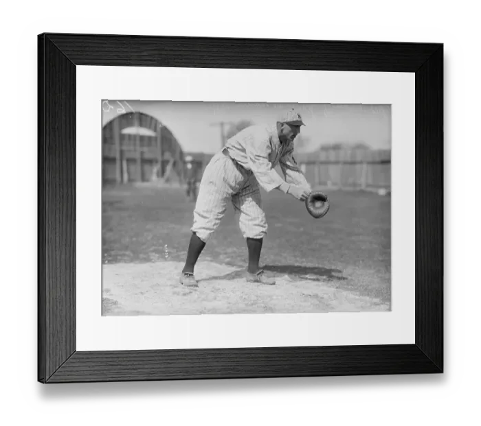 Framed Print : Fred Merkle in Catching Stance Framed Print : Fred Merkle in Catching Stance