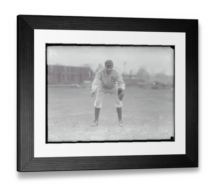 Framed Print : Bert Whaling in Catching Stance