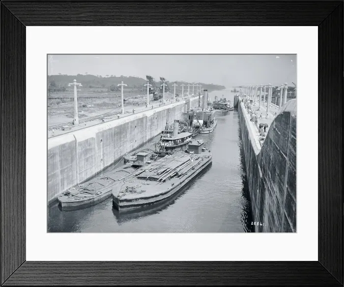 Framed Print : Tugboats and Barges in the Panama Canal's Miraflores Locks Framed Print : Tugboats and Barges in the Panama Canal's Miraflores Locks