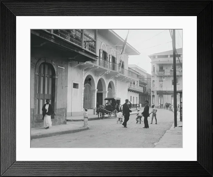 Framed Print : People Meeting in Panama City Street Framed Print : People Meeting in Panama City Street