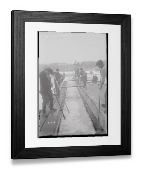Framed Print : Workers Pushing Cakes of Ice Framed Print : Workers Pushing Cakes of Ice