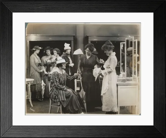 Framed Print : Women Shopping for Hats