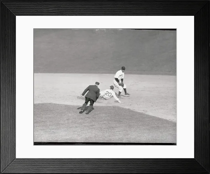 Framed Print : Baseball Player Pie Trynor Sliding into Second BAse Framed Print : Baseball Player Pie Trynor Sliding into Second BAse