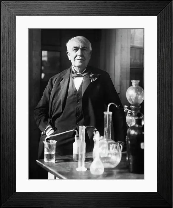Framed Print : Thomas Edison in his Laboratory Framed Print : Thomas Edison in his Laboratory