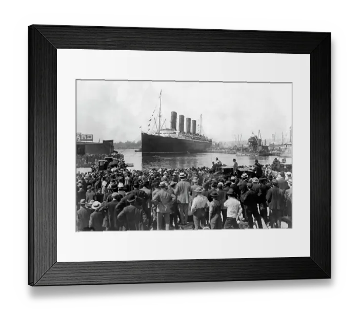 Framed Print : Cunard Liner Lusitania Departing New York Framed Print : Cunard Liner Lusitania Departing New York