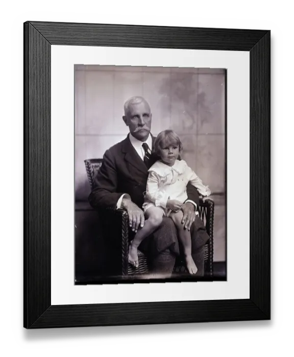 Framed Print : Newport Society Man Poses with Young Son