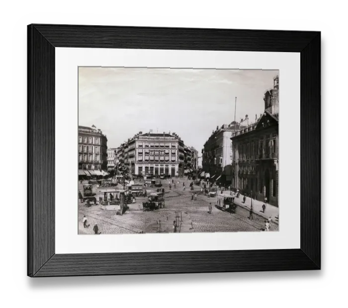 Framed Print : Square and Early Street Scene of Madrid Framed Print : Square and Early Street Scene of Madrid