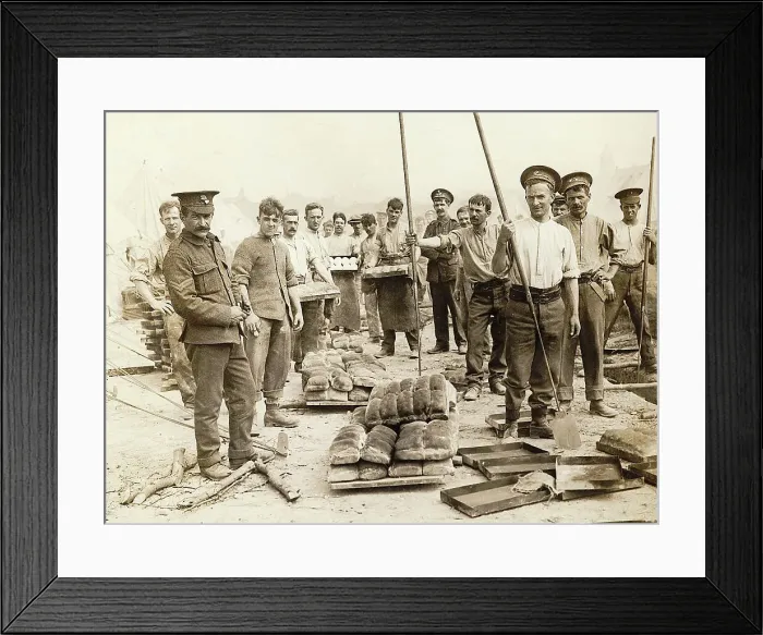 Framed Print : Field Bakery with Bakers and Bread In WWI Framed Print : Field Bakery with Bakers and Bread In WWI