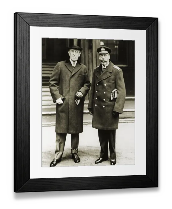 Framed Print : President Woodrow Wilson Posing with King George V Framed Print : President Woodrow Wilson Posing with King George V