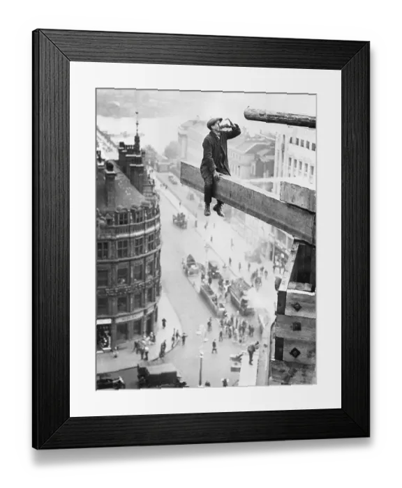 Framed Print : Workman Drinks Tea on High Plank Framed Print : Workman Drinks Tea on High Plank