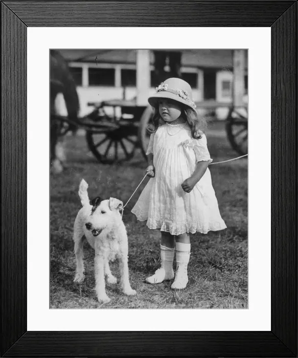 Framed Print : Barbara Hutton as Child Walking Dog Framed Print : Barbara Hutton as Child Walking Dog