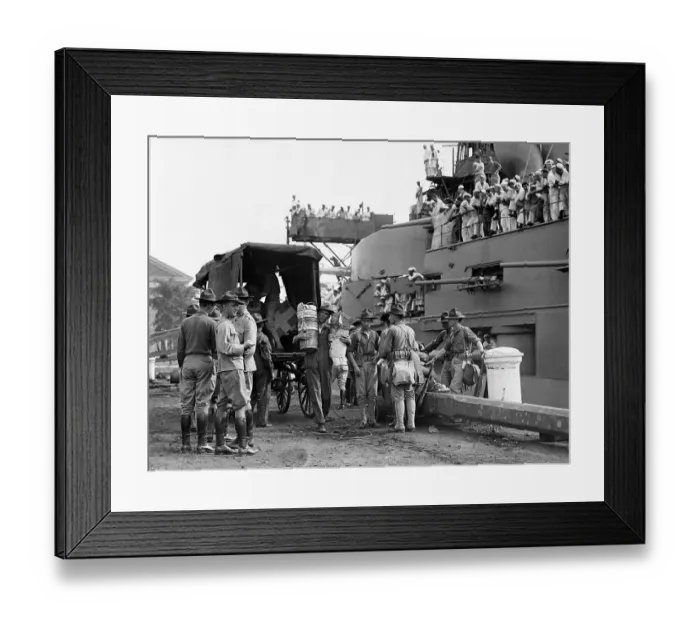 Framed Print : Marines Load Supplies Onto Boat Framed Print : Marines Load Supplies Onto Boat