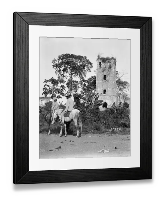 Framed Print : Travelers Riding By Panamian Ruin Framed Print : Travelers Riding By Panamian Ruin