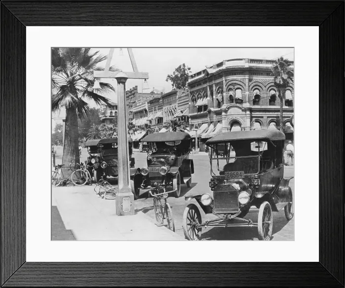 Framed Print : Cars Parked Alongside Street