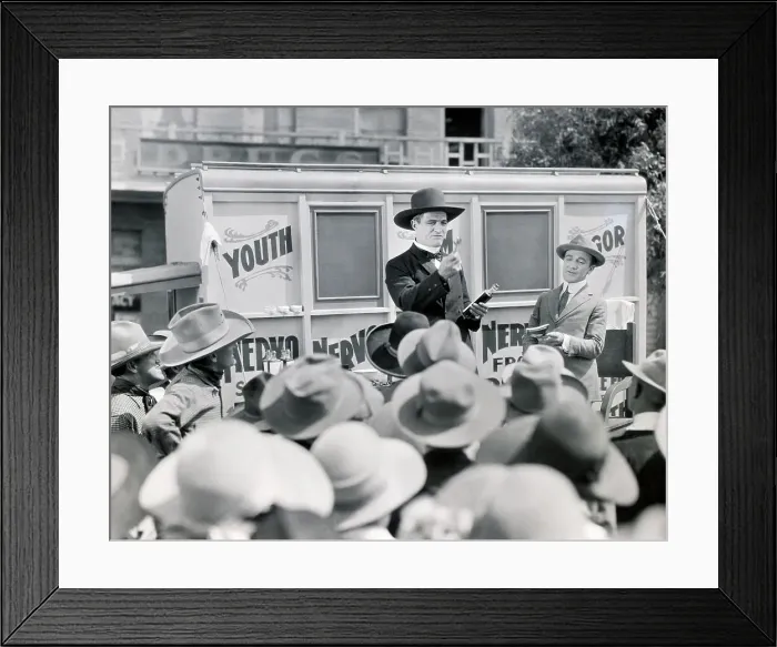Framed Print : Movie Still of Medicine Man Giving Pitch Framed Print : Movie Still of Medicine Man Giving Pitch