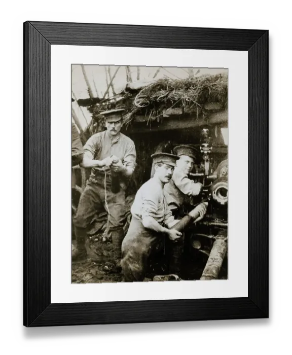 Framed Print : British Soldiers Loading Gunner at Ground Level Shelter Framed Print : British Soldiers Loading Gunner at Ground Level Shelter