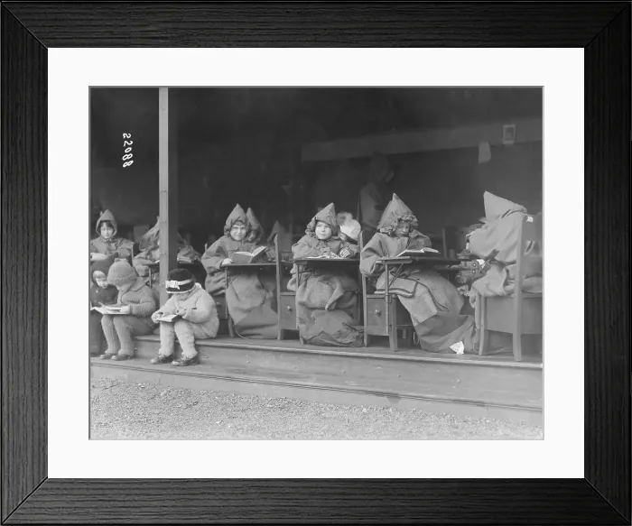 Framed Print : Children Attending Outdoor School Framed Print : Children Attending Outdoor School
