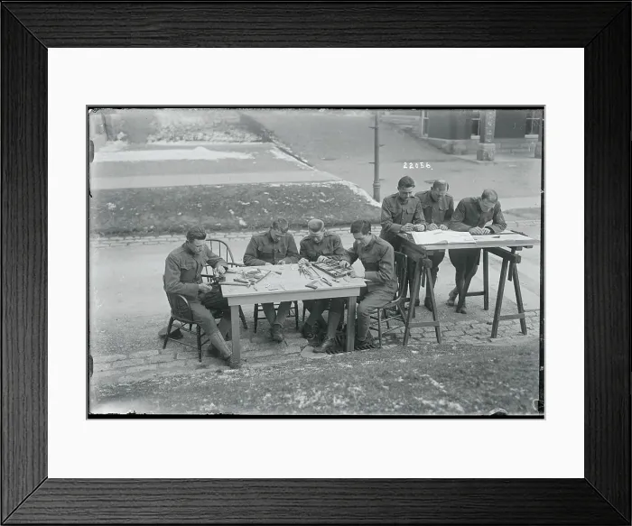 Framed Print : Officers Making Miniature Warships and Maps Framed Print : Officers Making Miniature Warships and Maps