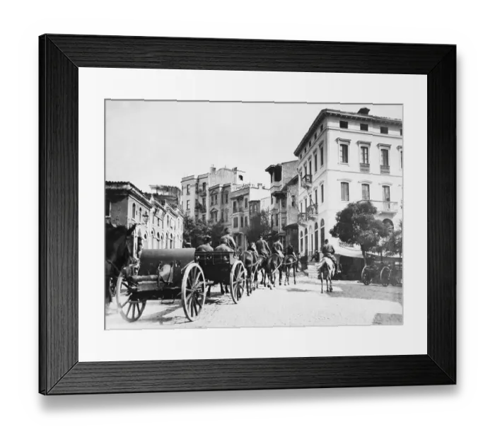 Framed Print : Soldiers, Horses Pulling Cannons / Street Framed Print : Soldiers, Horses Pulling Cannons / Street