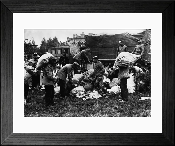 Framed Print : German Soldiers Breaking Camp in Town in Russian Poland Framed Print : German Soldiers Breaking Camp in Town in Russian Poland