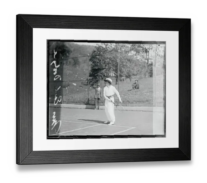 Framed Print : Mrs. Earl Dodge Playing Tennis in Hot Springs, Virginia Framed Print : Mrs. Earl Dodge Playing Tennis in Hot Springs, Virginia
