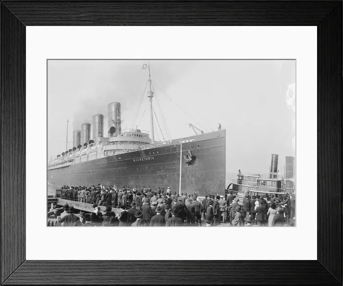 Framed Print : S.S. Mauretania Being Towed Framed Print : S.S. Mauretania Being Towed