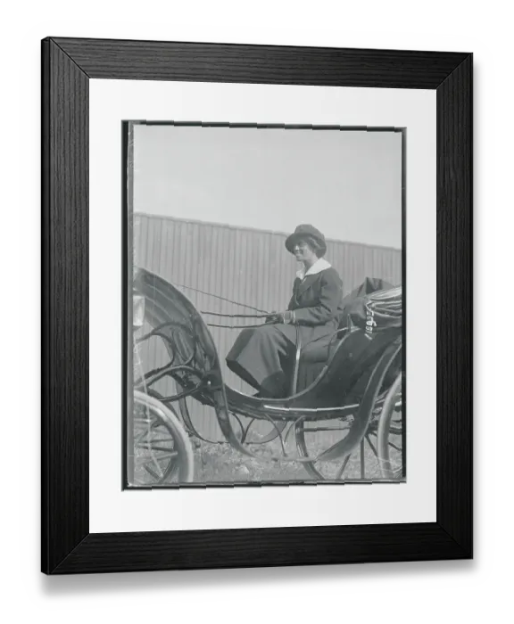 Framed Print : Woman in Horsedriven Buggy Framed Print : Woman in Horsedriven Buggy