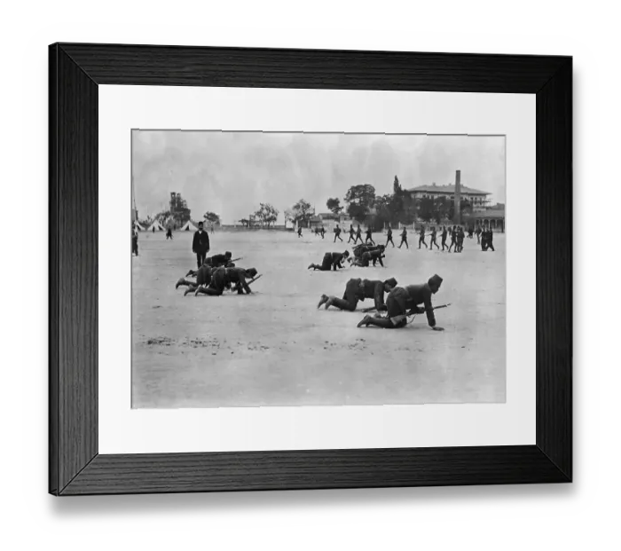 Framed Print : Young Soldiers Learning to Take Cover Framed Print : Young Soldiers Learning to Take Cover